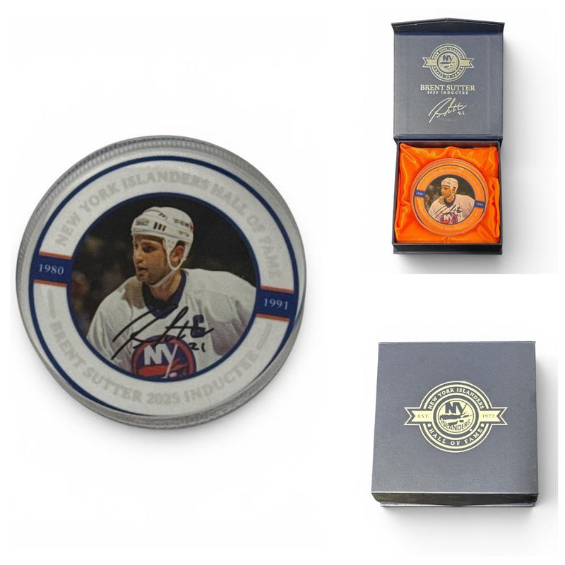 Brent Sutter NY Islanders Commemorative Glass Hall Of Fame HOF Inductee Puck New