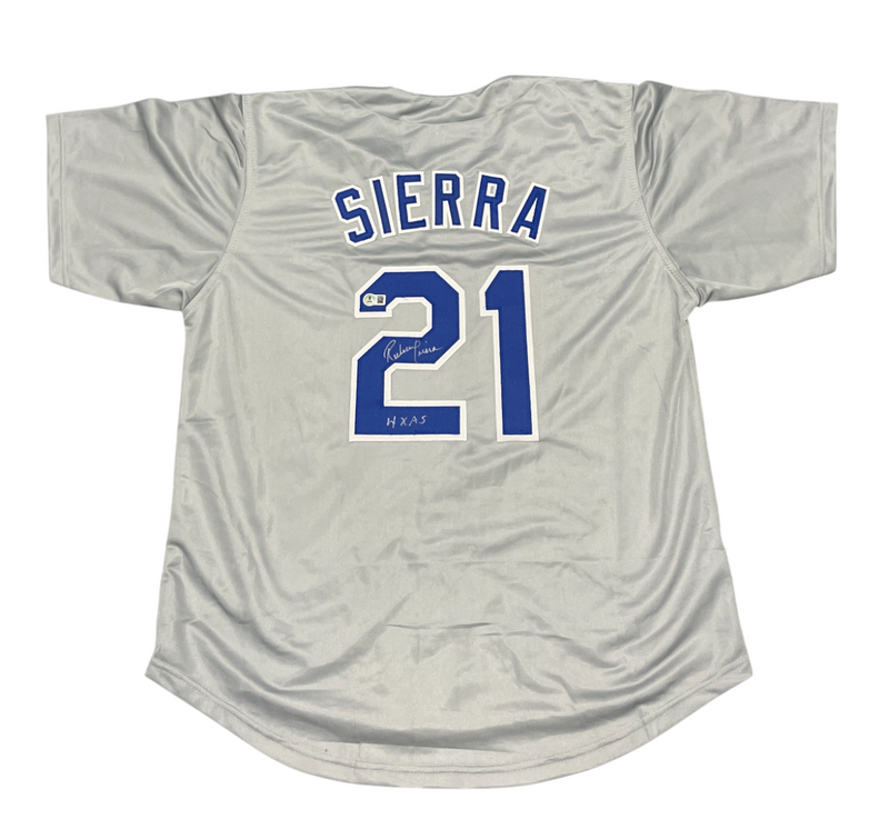 Ruben Sierra Signed Texas Rangers Custom Jersey w/ 4x AS Beckett Witness BAS COA