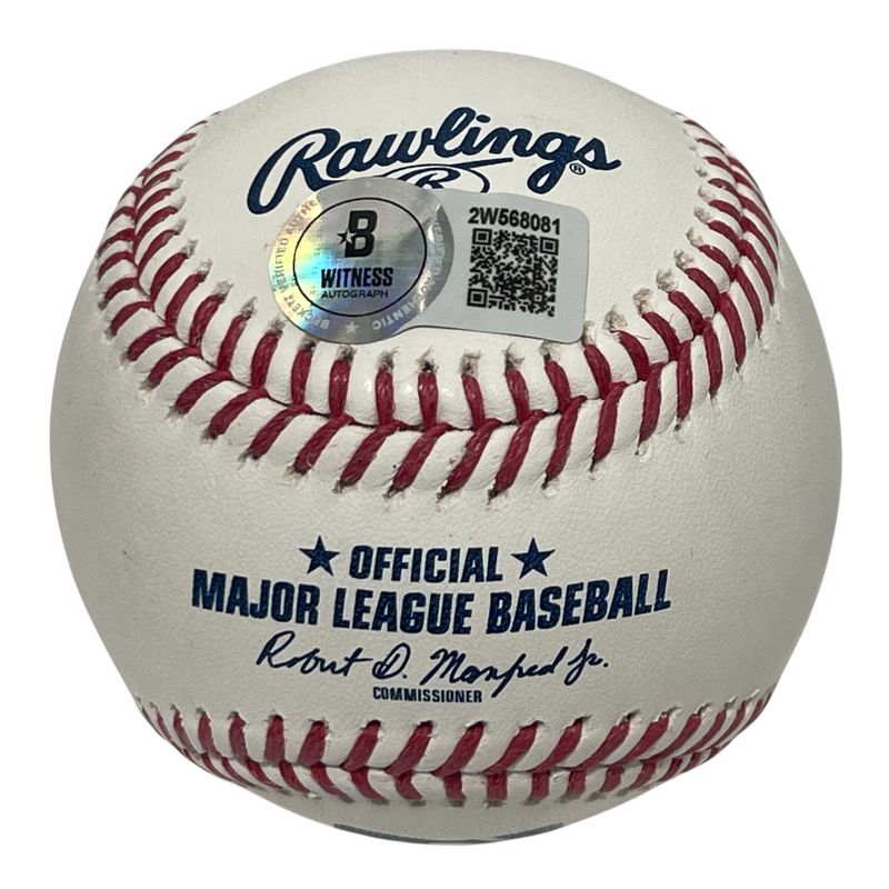 Kevin Mitchell Signed ROMLB Baseball w/ 86 WS Champ Beckett Witness BAS COA