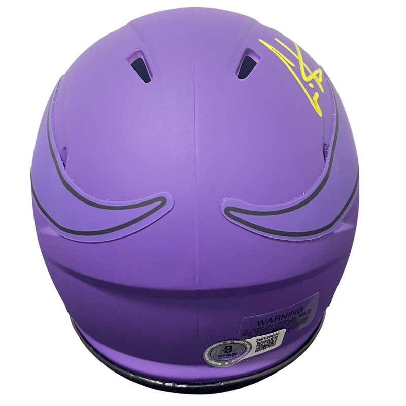 Cris Carter Signed Minnesota Vikings Rave Mini Helmet Beckett Witness BAS COA
