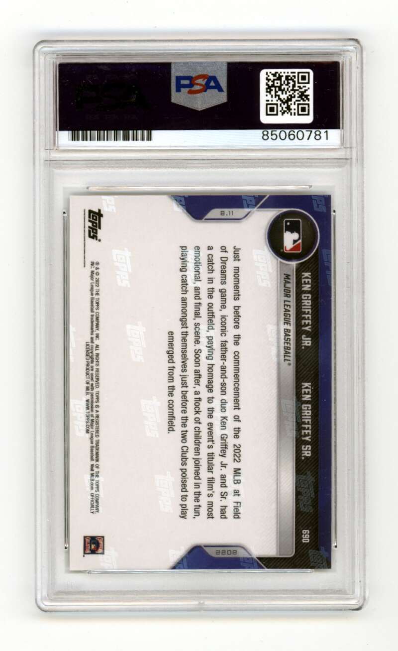 Ken Griffey Jr. & Sr. 2022 Topps Now 690 Field of Dreams Dual Signed PSA 10 Auto
