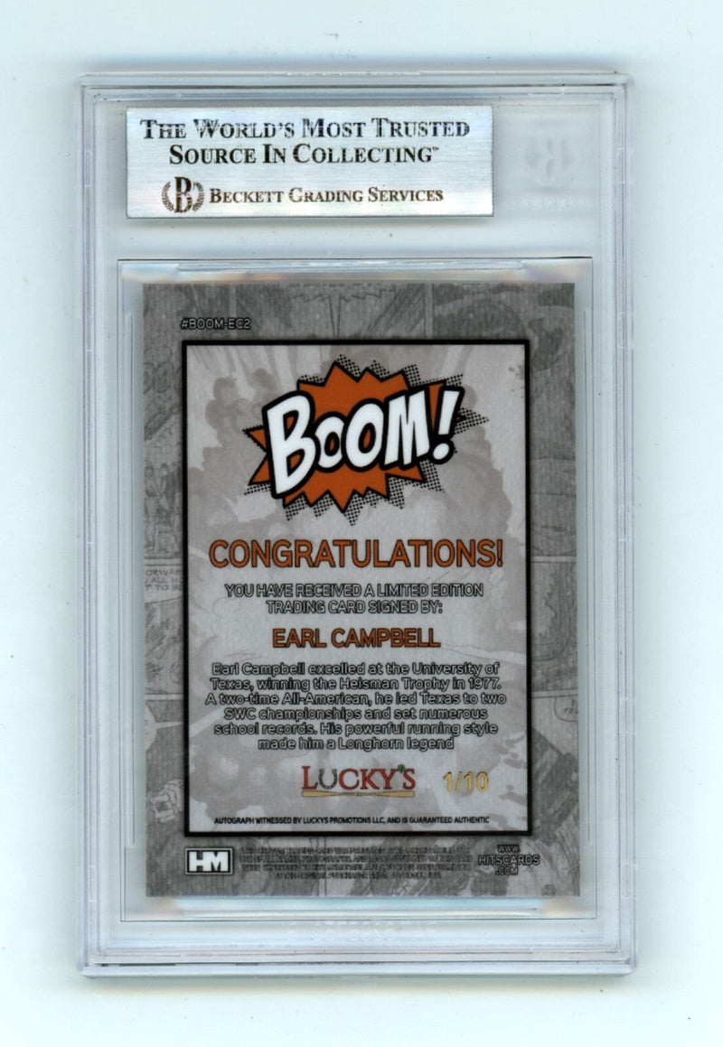 Earl Campbell 2024 Hits Memorabilia BOOM Gold #/10 Signed BGS BAS Auto Texas