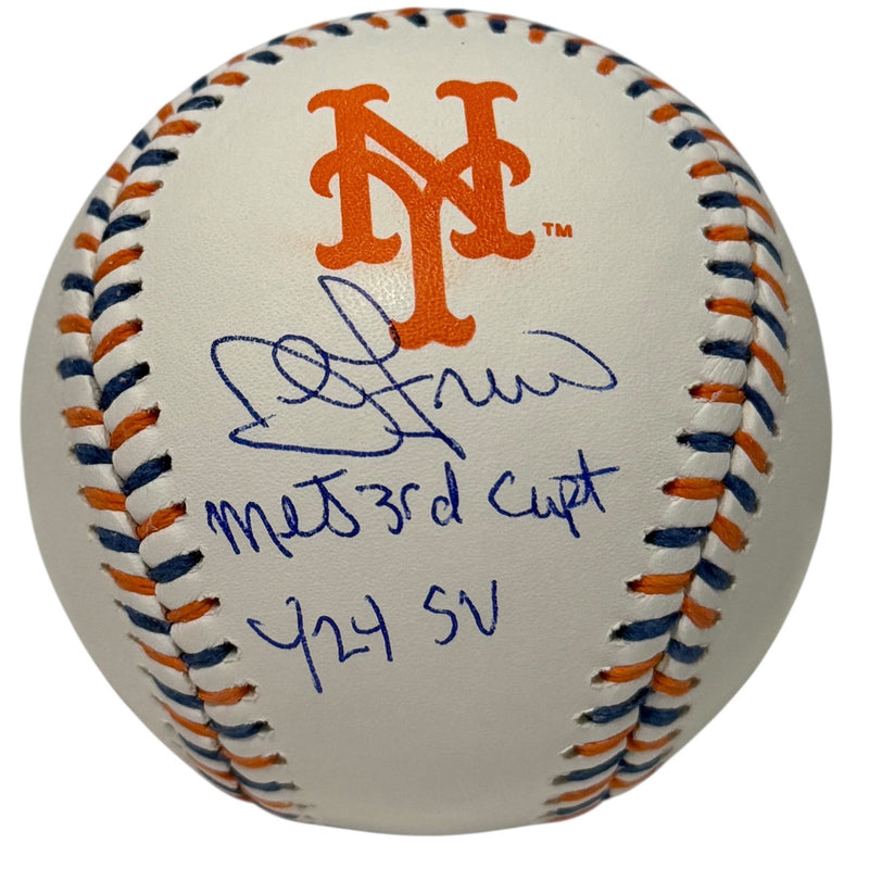 John Franco Signed Autographed Mets Logo Baseball w/ 2 Insc JSA Witness COA