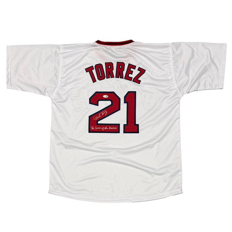 Mike Torrez Signed Red Sox Custom Jersey w/ The Curse of the Bambino JSA Wit COA