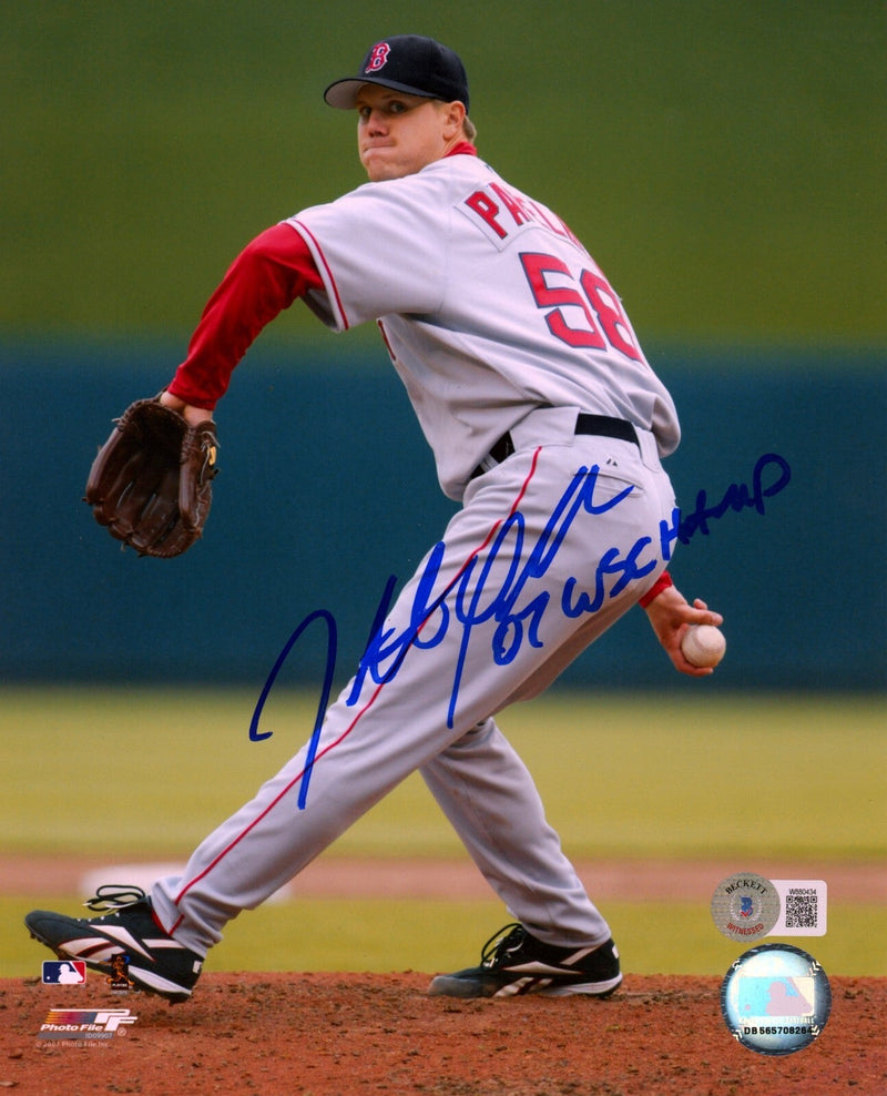 Jonathan Papelbon Signed Red Sox 8x10 Photo File 07 WS Champ Beckett W BAS COA 1