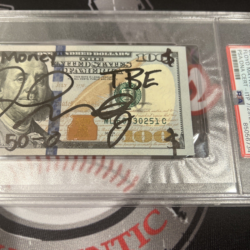 Floyd Mayweather Jr. Signed $100 Bill US Currency x4 Inscription PSA Auth Auto D