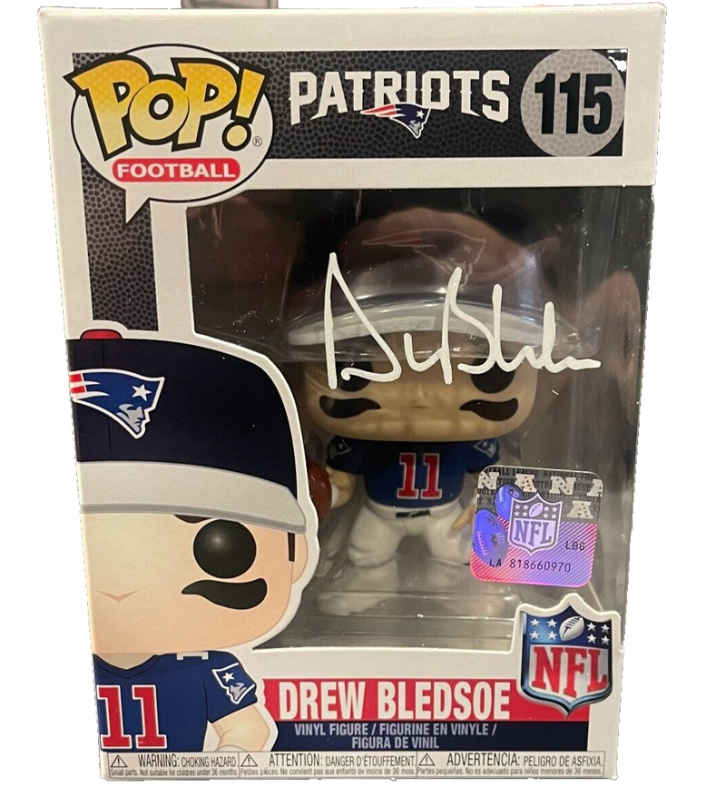 Drew Bledsoe Signed Auto Autographed Funko Pop #115 Beckett Witness BAS COA