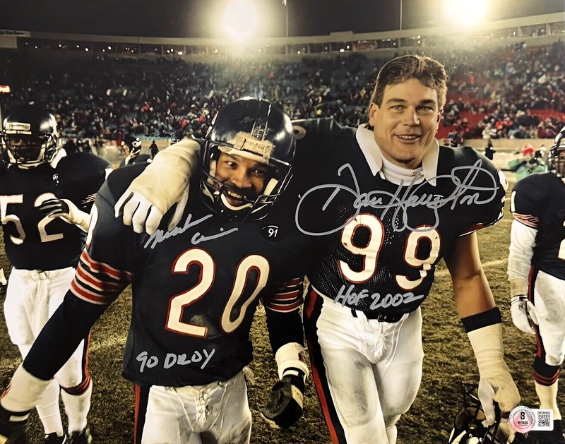 Dan Hampton & Mark Carrier Dual Signed Bears 11x14 Photo w/ Insc Beckett BAS COA