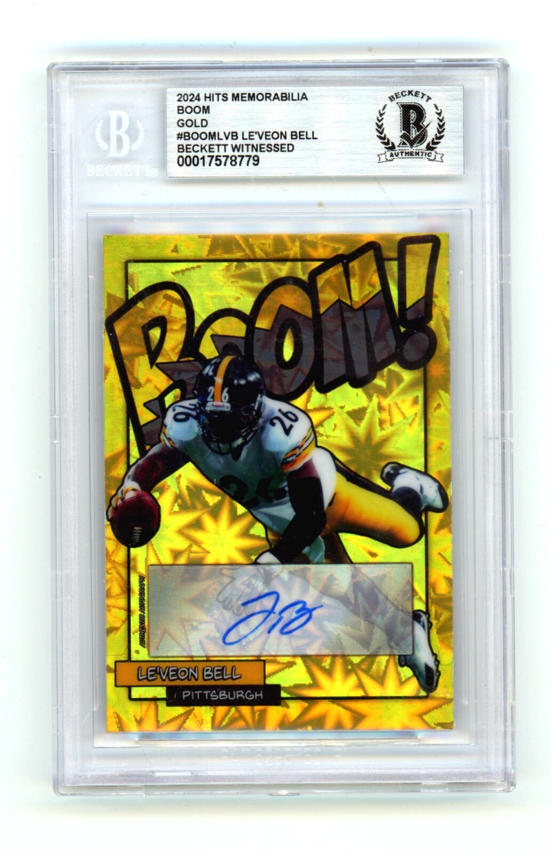 Le'Veon Bell 2024 Hits Memorabilia BOOM Gold /10 Signed BGS BAS Auto Pittsburgh