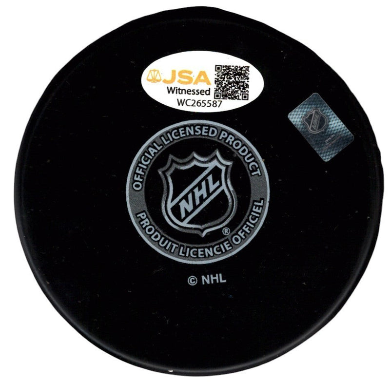 Bernie Nicholls Signed Autographed Los Angeles Kings Logo Puck JSA Witness COA