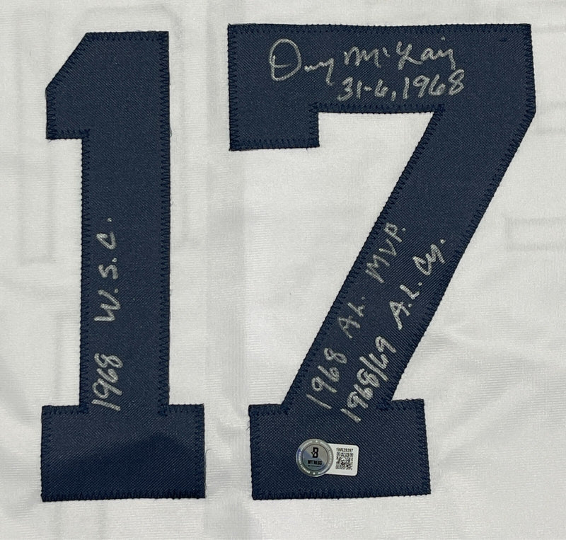Denny McLain Signed Tigers Custom White Jersey w/ 4 Insc Beckett Wit BAS COA