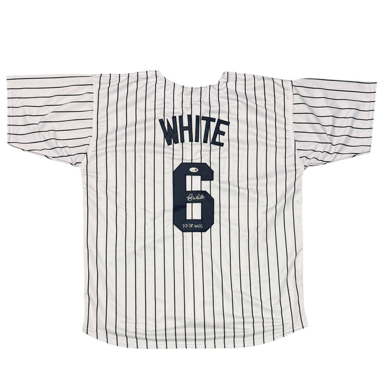 Roy White Signed New York  Yankees Custom Jersey w/ 77-78 WSC JSA Witness COA