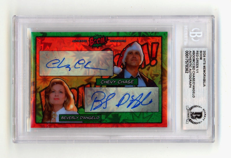 Chevy Chase Beverly D'Angelo 2024 Hits Mem BOOM Red/Green 1/1 Signed BGS Auto