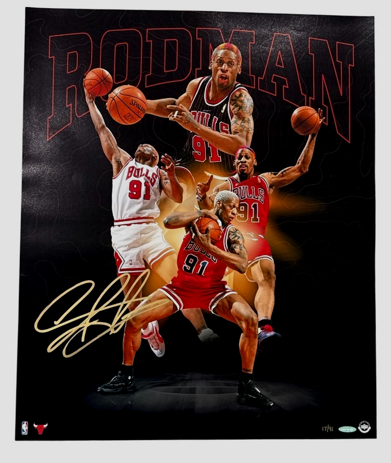 Dennis Rodman Signed Chicago Bulls Collage 20x24 Photo #17/91 Upper Deck UDA COA
