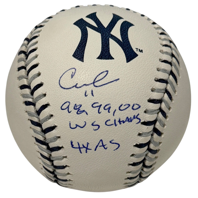 Chuck Knoblauch Signed New York Yankees Logo Baseball w/ 2 Insc JSA Wit. COA C