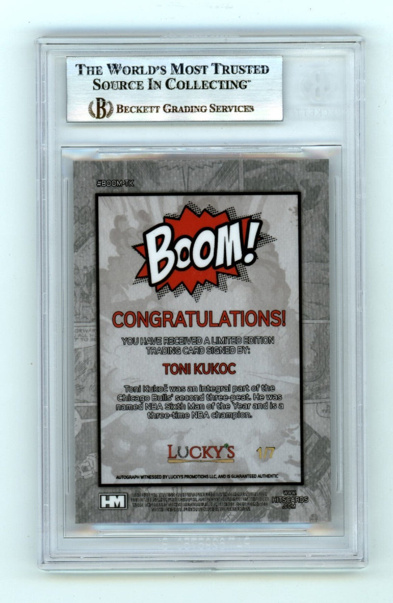 Toni Kukoc 2024 Hits Memorabilia BOOM Red #/7 Signed BGS BAS Auto Bulls