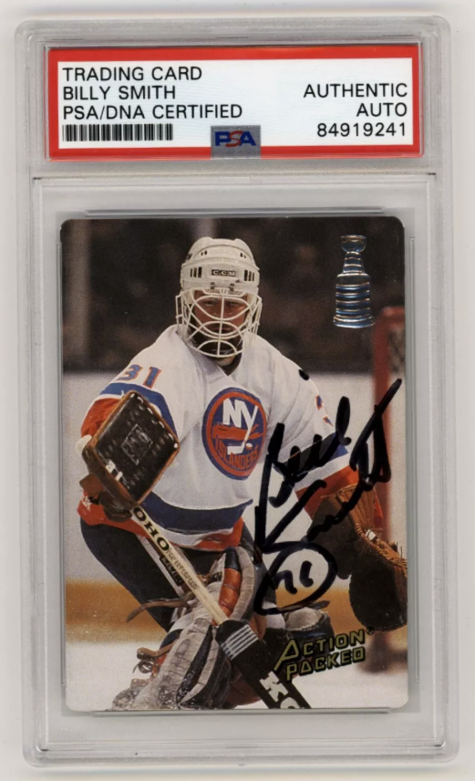 Billy Smith 1993 Action Packed HOF Induction #3 Signed PSA Auth Auto Islanders