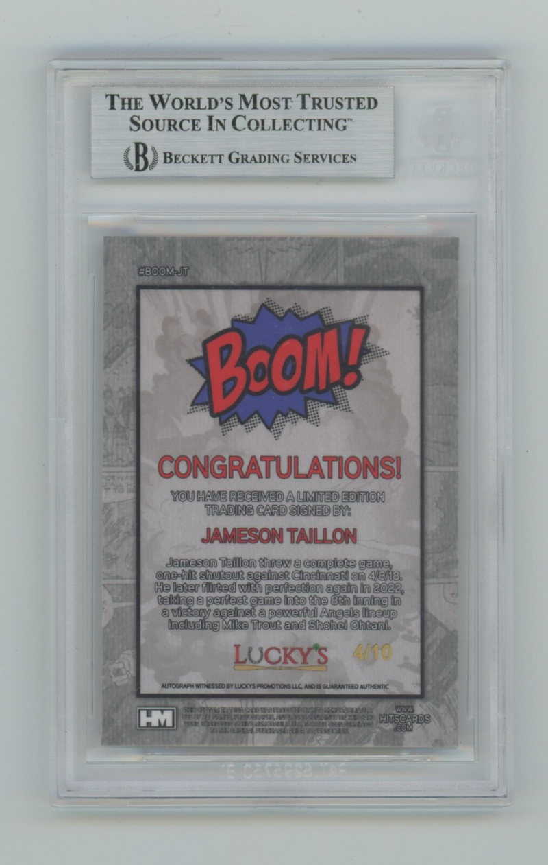 Jameson Taillon 2024 Hits Memorabilia BOOM Gold /10 Signed BGS BAS Auto Chicago