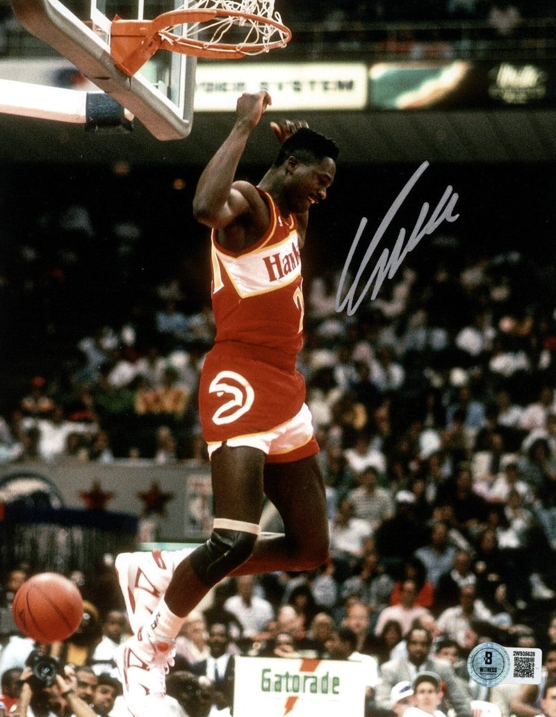 Dominique Wilkins Signed Atlanta Hawks 8x10 Photo Beckett Witness BAS COA #1