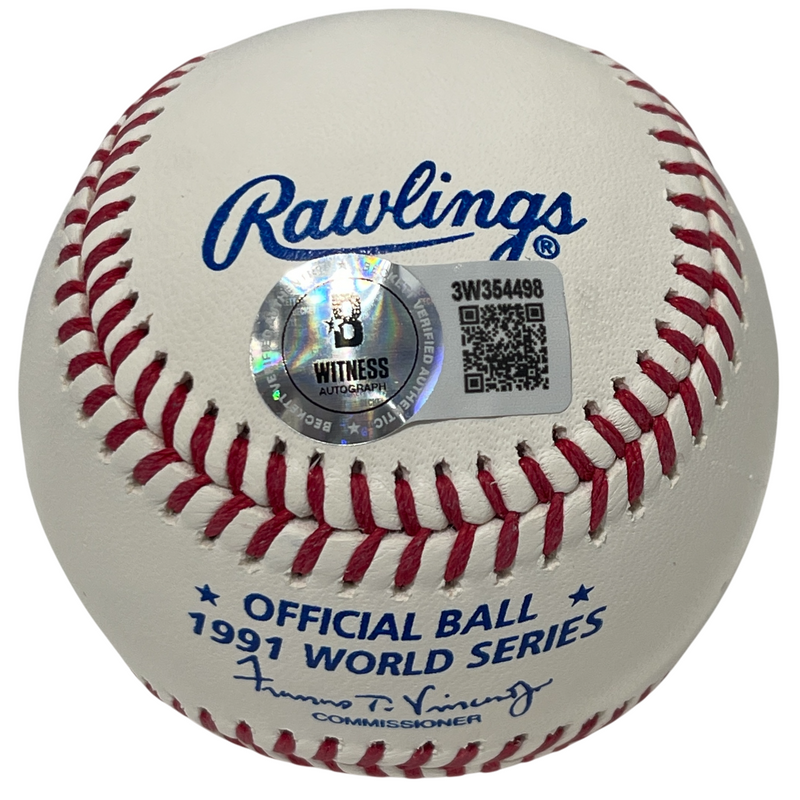 Jack Morris Signed 1991 World Series Baseball w/ 1991 WS MVP Beckett Wit BAS COA