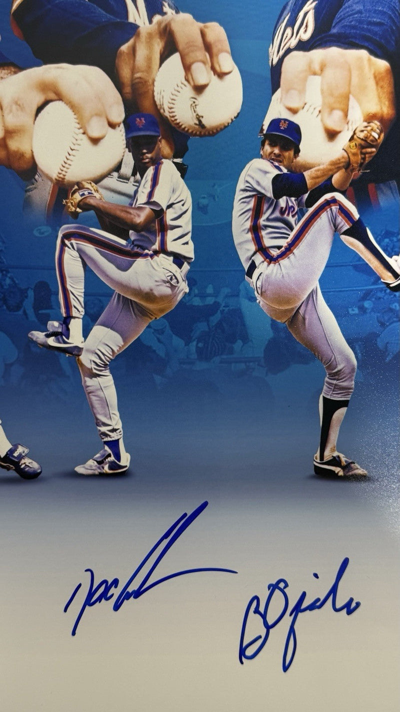 Gooden Darling Ojeda Fernandez Mets Starting 4 Signed 16x20 Photo Edit JSA W COA