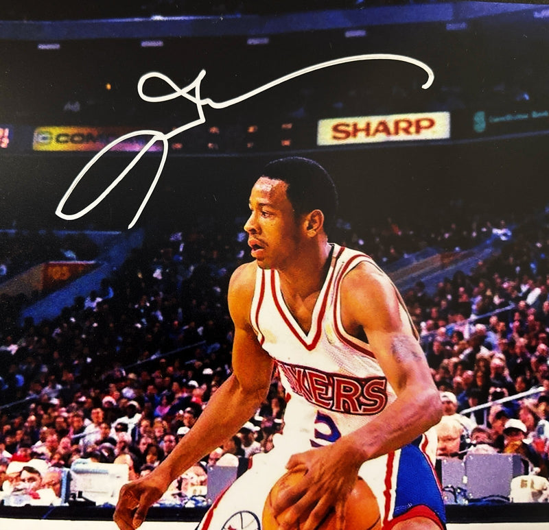 Allen Iverson Signed 76ers 16x20 Photo vs Michael Jordan Beckett Witness BAS COA
