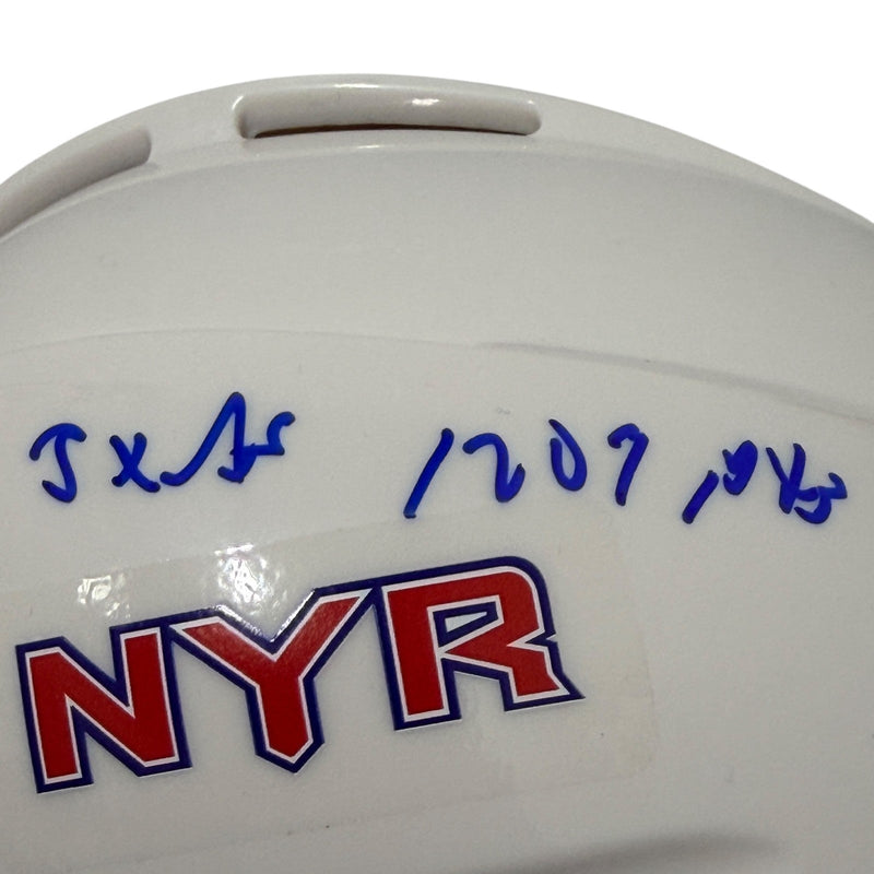 Bernie Nicholls Signed Rangers Mini Helmet w/ 3x AS + 1209 PTS JSA Witness COA