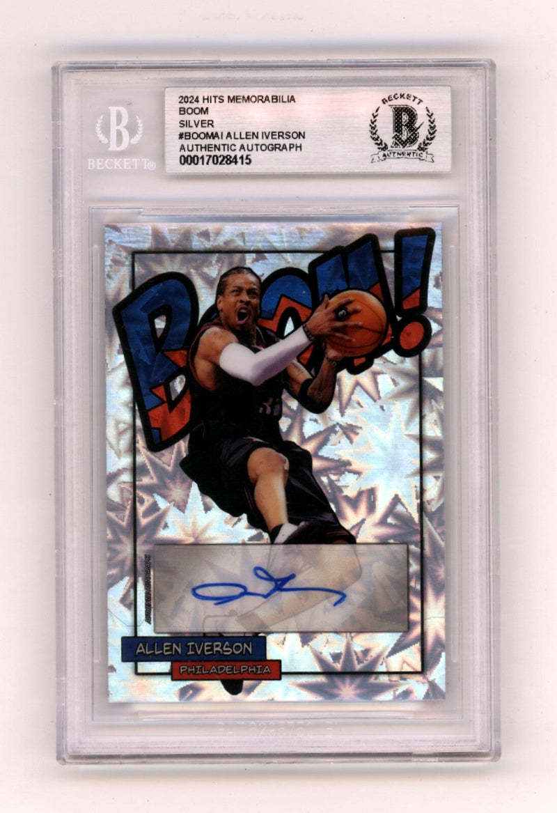 Allen Iverson 2024 Hits Memorabilia BOOM Silver #/3 Signed BGS BAS Auto 76ers