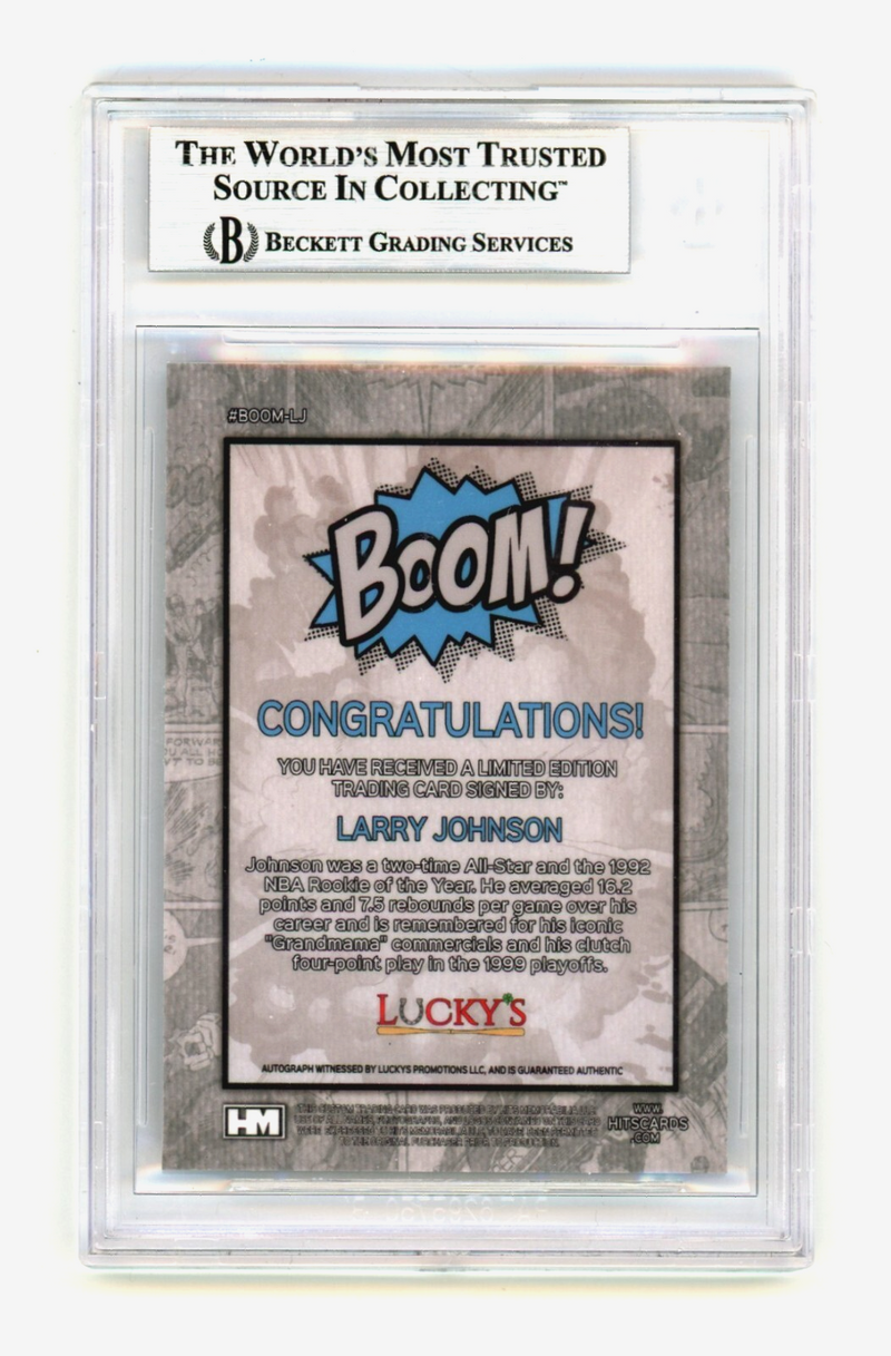 Larry Johnson 2024 Hits Memorabilia BOOM Silver Signed BGS BAS Auto Charlotte