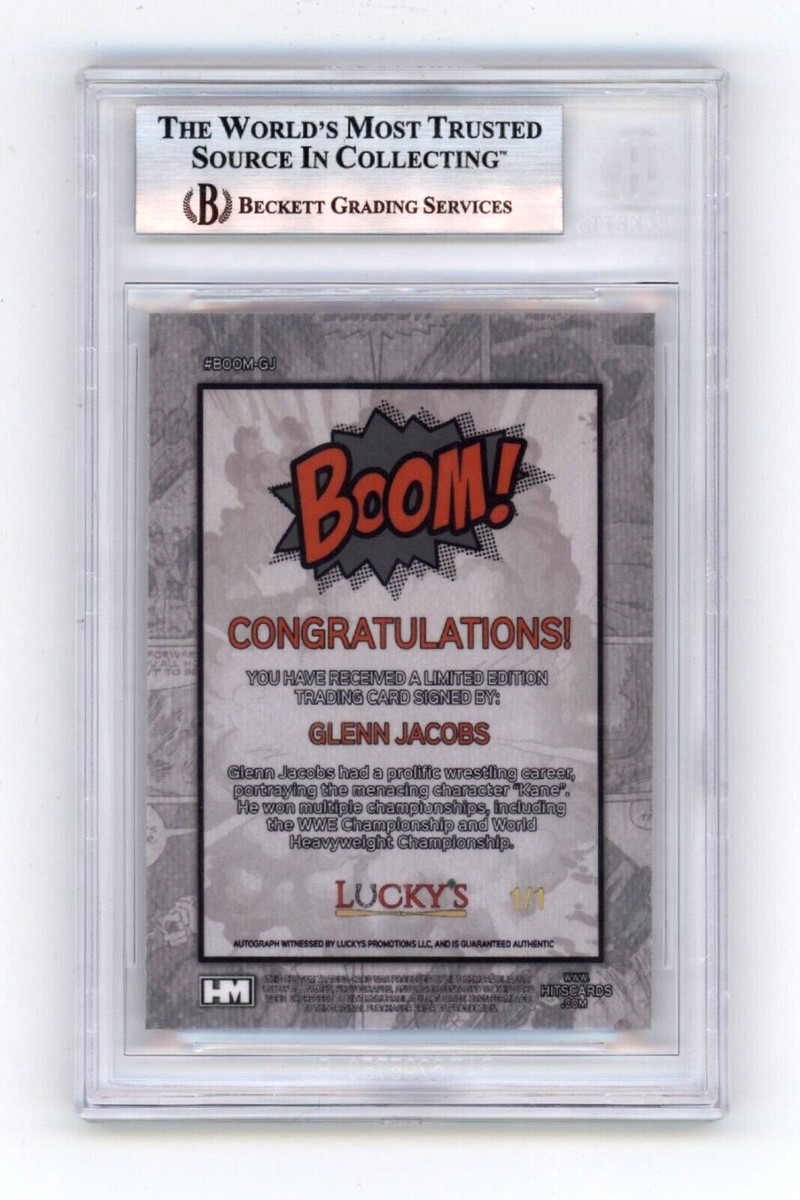 Glenn Jacobs KANE 2024 Hits Memorabilia BOOM Red #1/1 Signed BGS BAS Auto