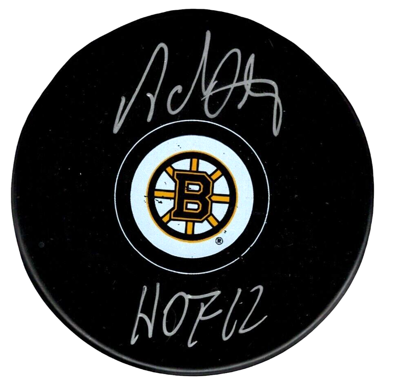 Adam Oates Signed Boston Bruins Puck w/ HOF 12 Beckett Witness BAS COA