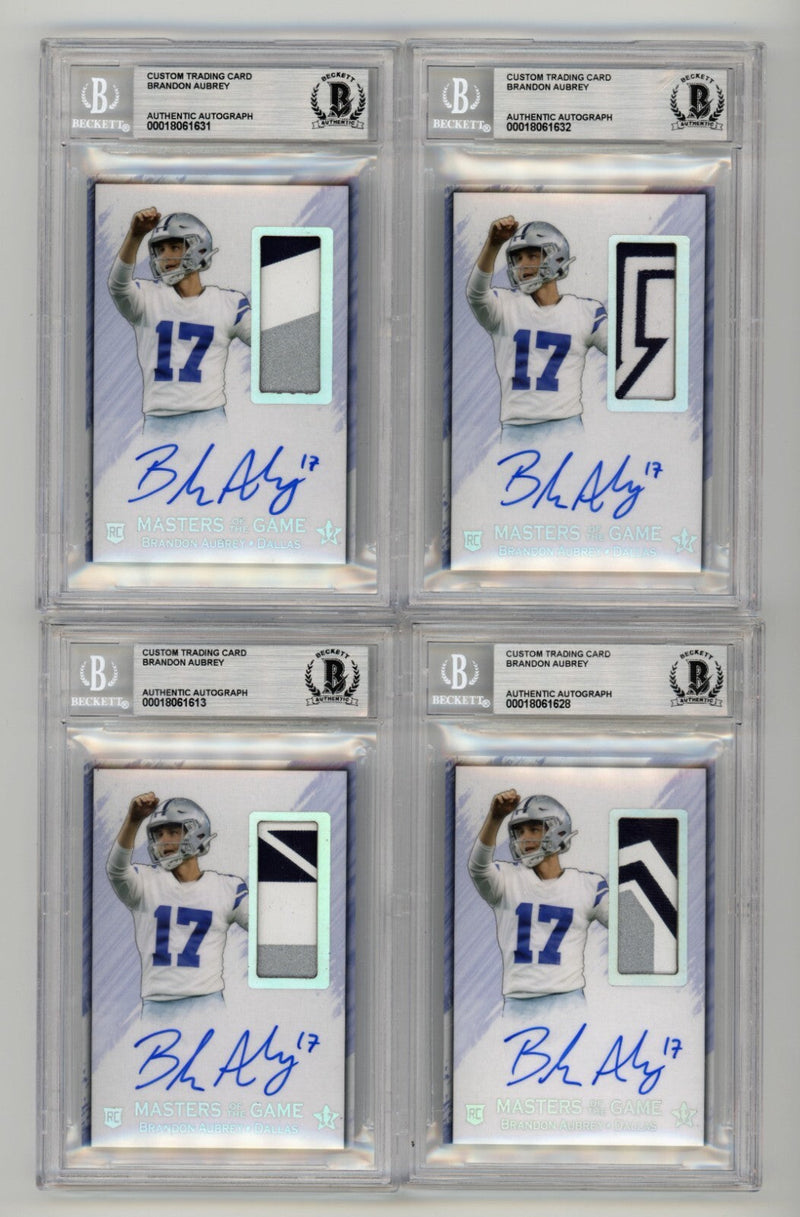 Brandon Aubrey 2023 Hits Memorabilia Silver V RPA Patch Auto RC /17 BGS BAS
