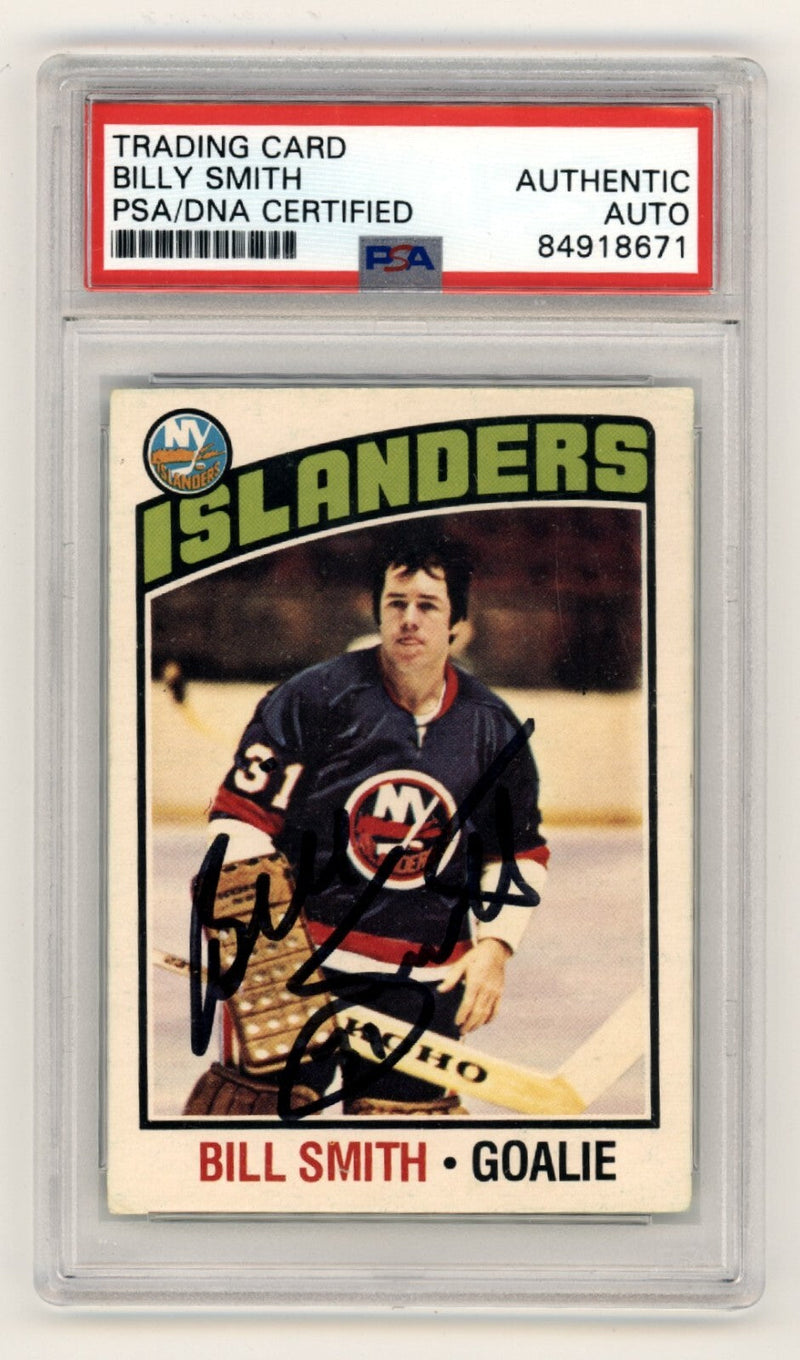Billy Smith 1976-77 O-Pee-Chee OPC #46 Signed PSA Authentic Black Auto NYI HOF