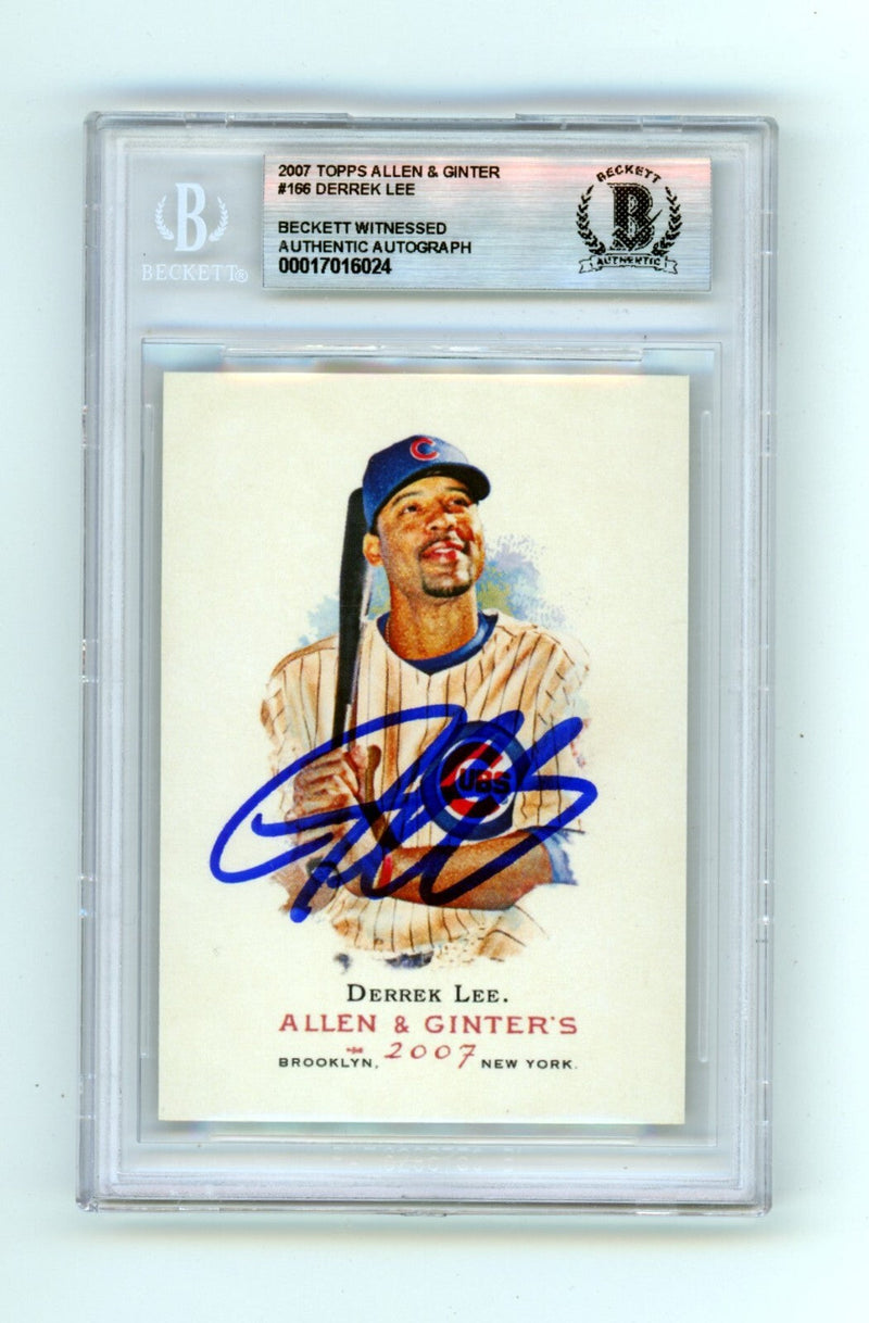 Derrek Lee 2007 Topps Allen & Ginter #166 Signed Beckett Wit BAS BGS Auth Auto