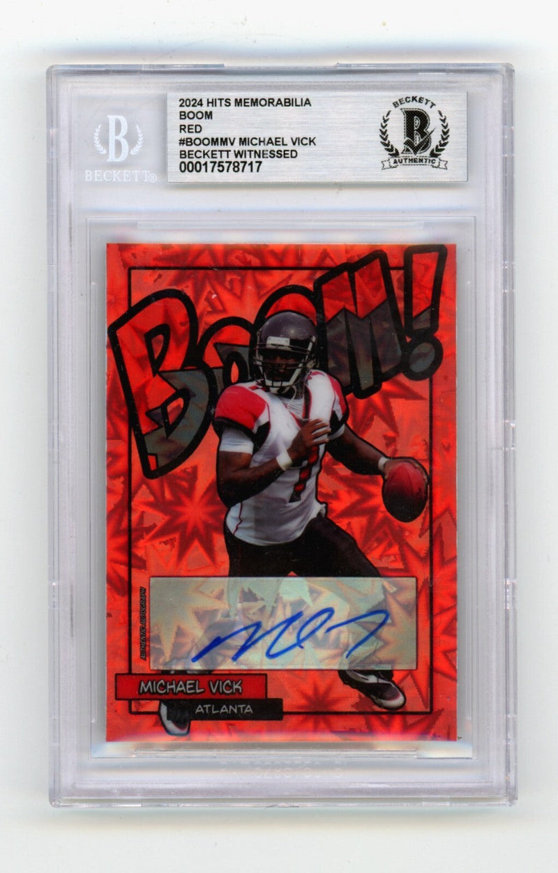 Michael Vick 2024 Hits Memorabilia BOOM Red JSY # 7/7 Signed BGS BAS Auto
