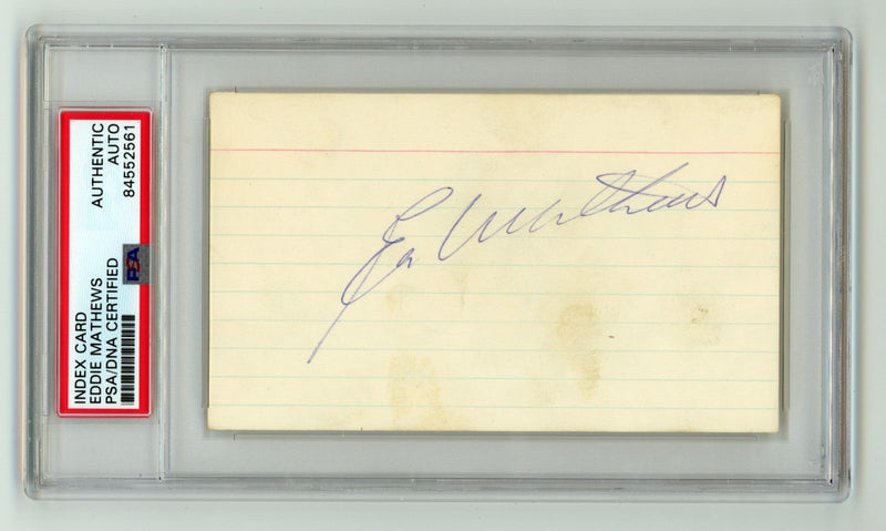 Eddie Mathews Signed Autographed 3x5 Index Card Cut PSA Authentic Auto Braves