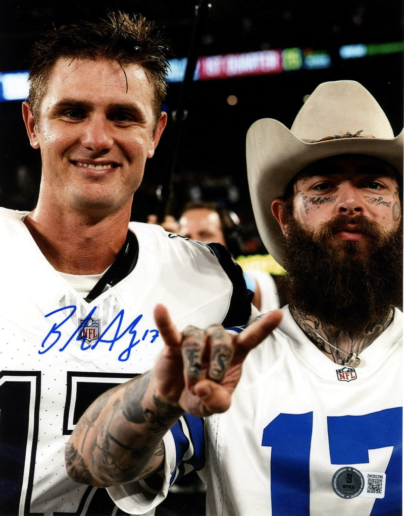 Brandon Aubrey Signed Cowboys 8x10 Photo Beckett Witness BAS COA #5 Post Malone