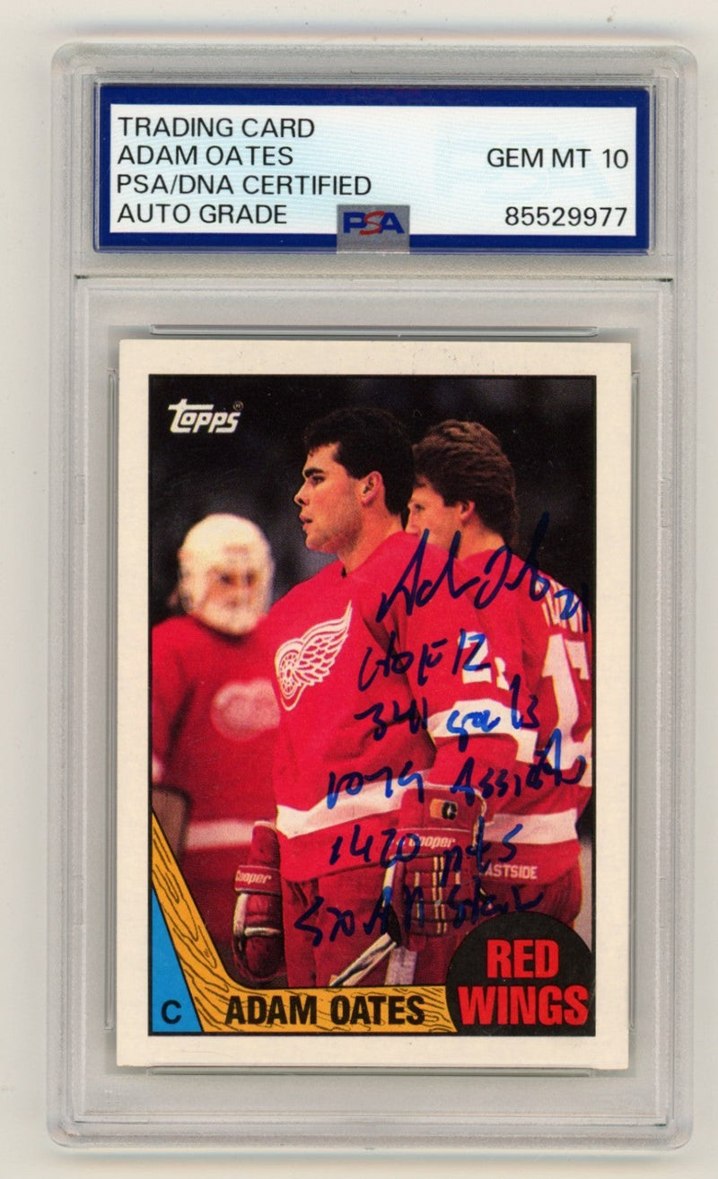 Adam Oates 1987-88 Topps #123 Signed Rookie RC w/ 5 Inscriptions PSA 10 Auto