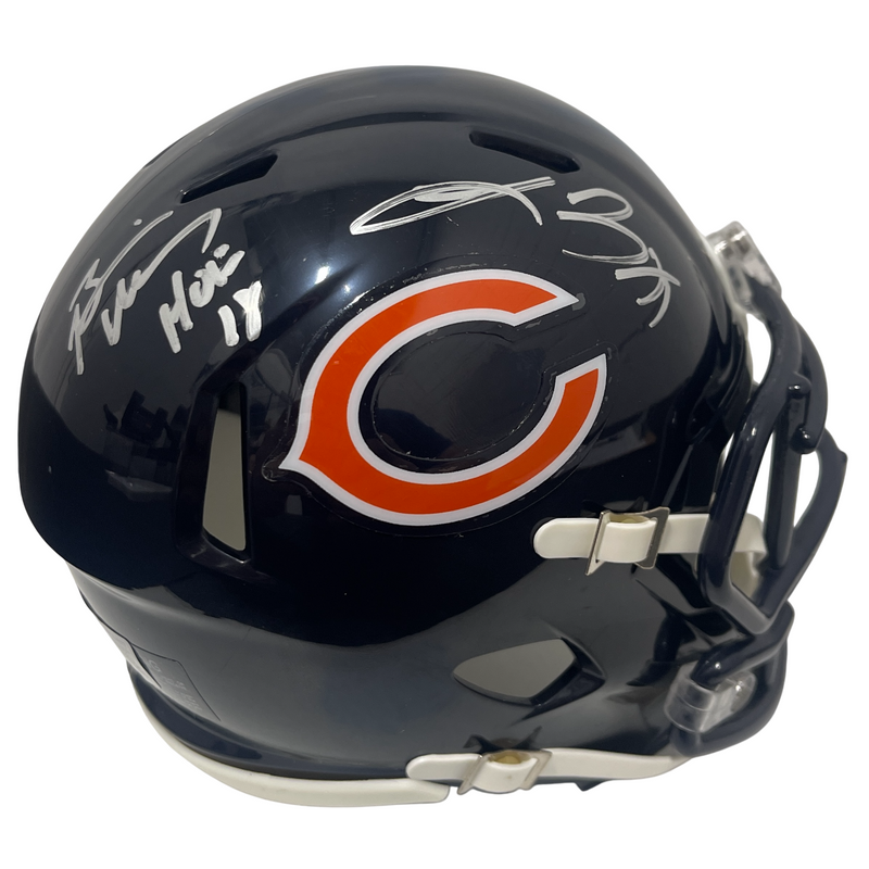 Brian Urlacher & Lance Briggs Signed Bears Speed Mini Helmet w/ HOF BAS W COA