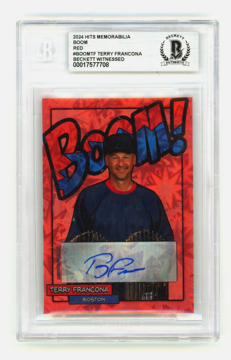 Terry Francona 2024 Hits Memorabilia BOOM Red /5 Signed BGS BAS Auto Red Sox