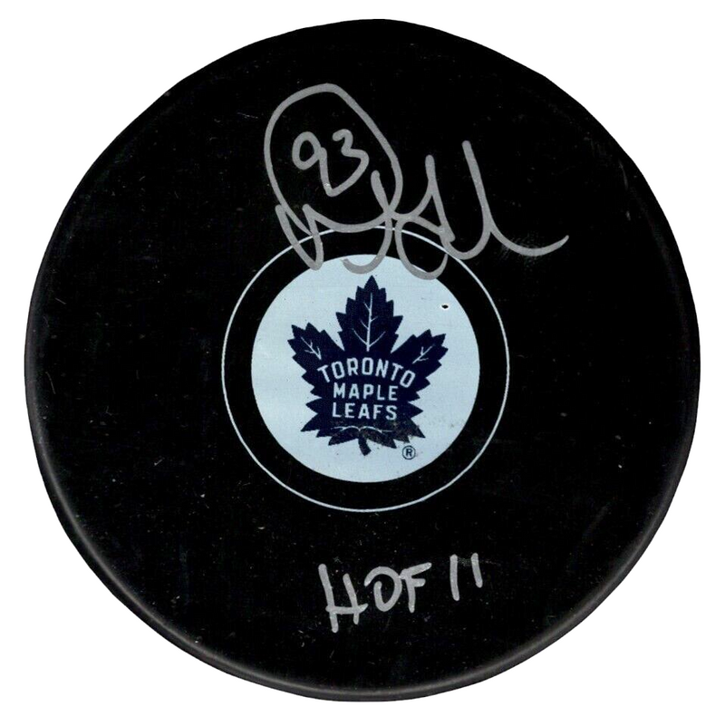 Doug Gilmour Signed Maple Leafs Puck w/ HOF 11 Beckett Witness BAS COA