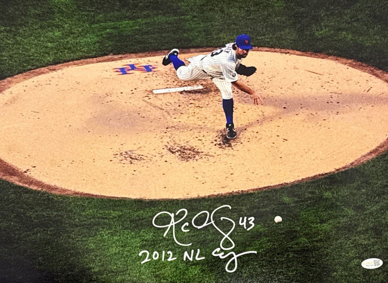 R.A. Dickey Signed New York Mets 16x20 Photo w/ 2012 NL CY Insc. JSA Witness COA
