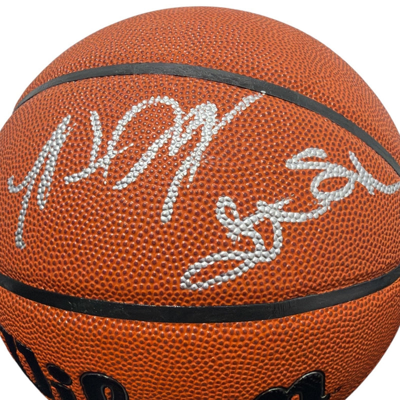 Marcus Camby Latrell Sprewell Larry Johnson Signed Wilson Basketball JSA W COA