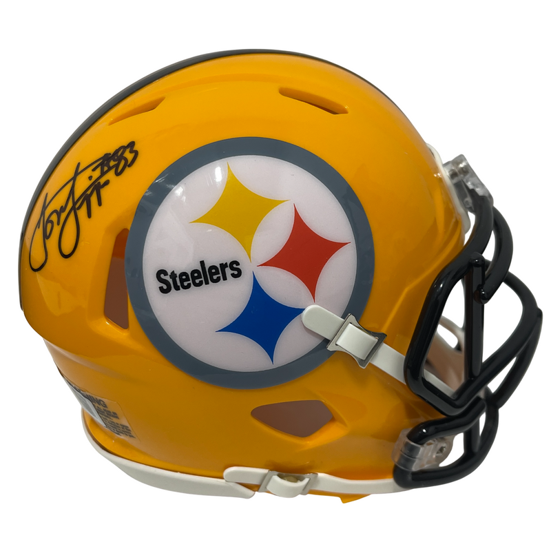 Louis Lipps Signed Steelers 75th Ann. TB Mini Helmet Beckett Witness BAS COA