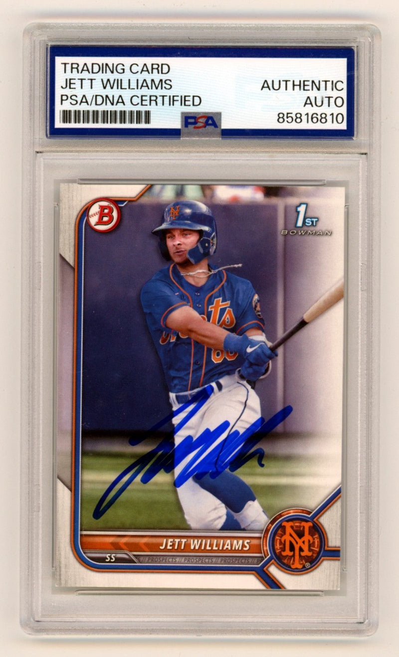 Jett Williams 2022 Bowman 1st Signed Auto Rookie RC PSA Authentic Auto NY Mets