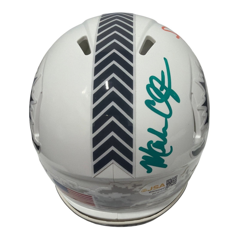 Mark Clayton & Mark Duper Dual Signed Dolphins Salute Mini Helmet JSA Wit COA