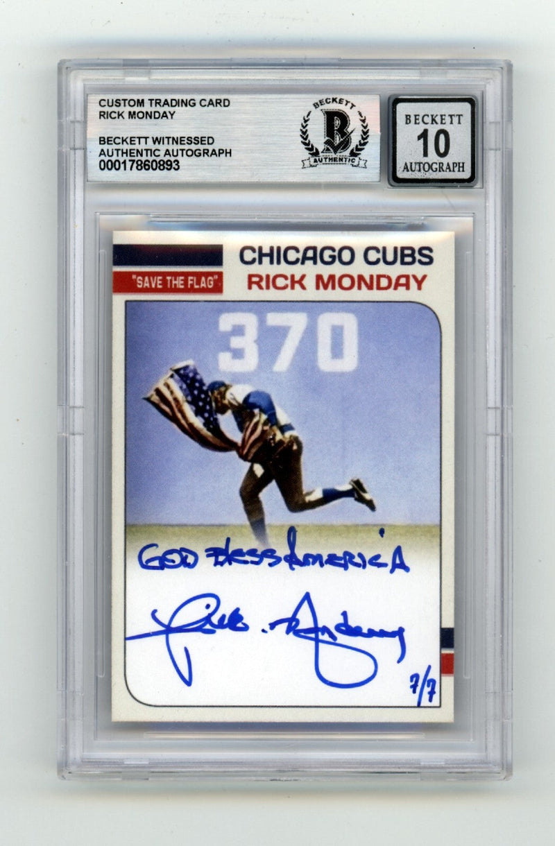 Rick Monday "Save The Flag" Custom Card JSY #7/7 Signed GBA Beckett BGS 10 Auto