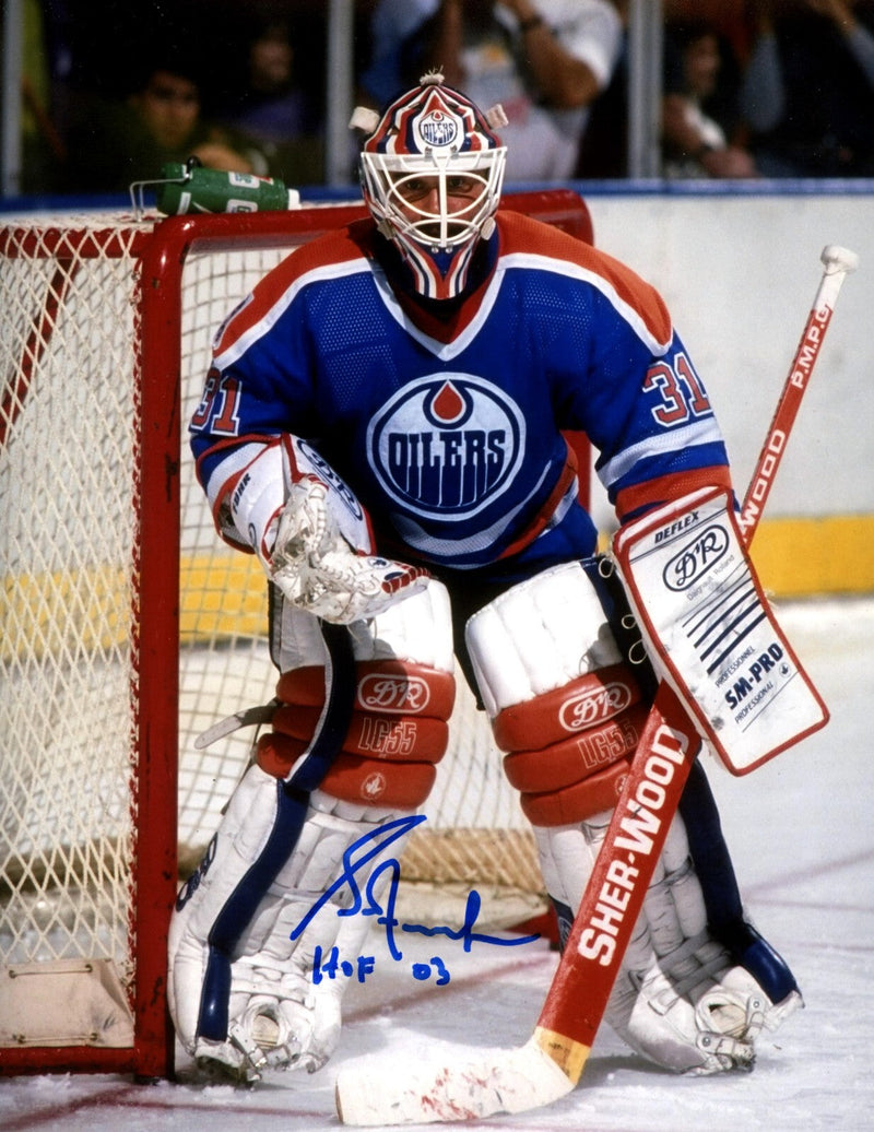 Grant Fuhr Signed Autographed Edmonton Oilers 8x10 Photo w/ HOF 03 LSCM COA