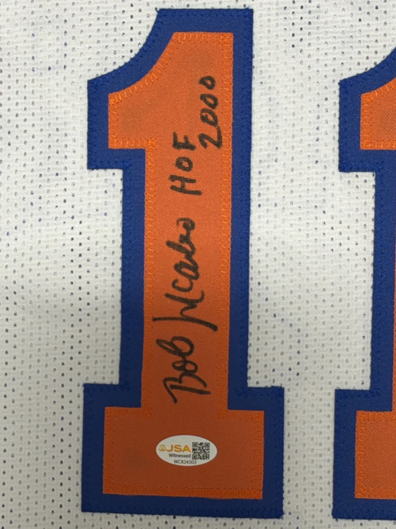 Bob McAdoo Signed New York Knicks Custom Jersey w/ HOF 2000 JSA Witness COA