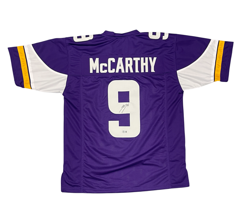 J.J. McCarthy Signed Minnesota Vikings Custom Jersey Beckett Witness BAS COA